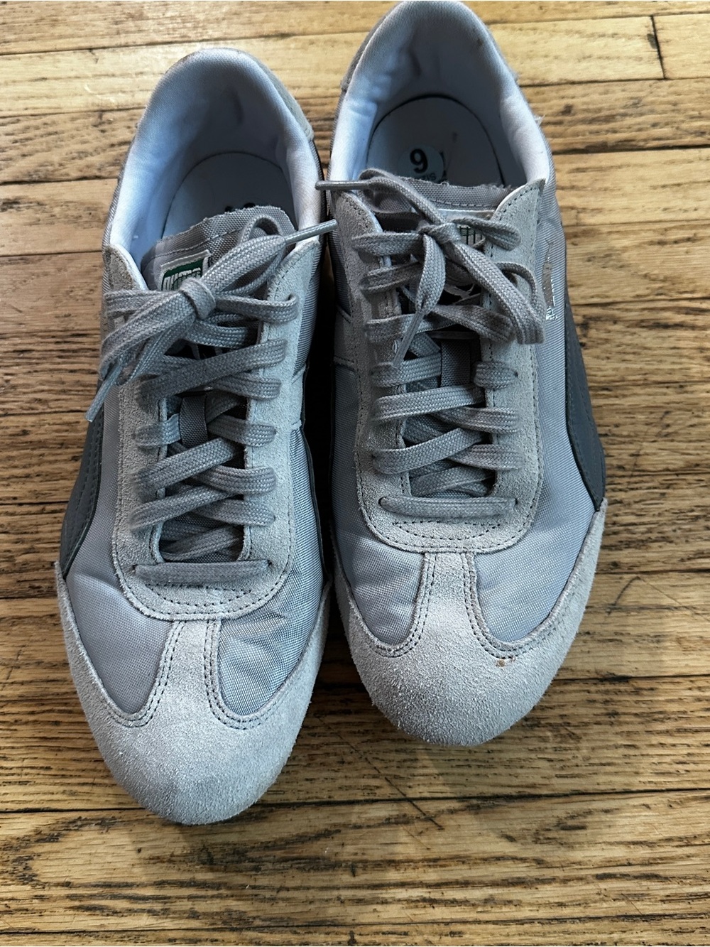 Puma Light Gray Suede & Nylon Sneakers